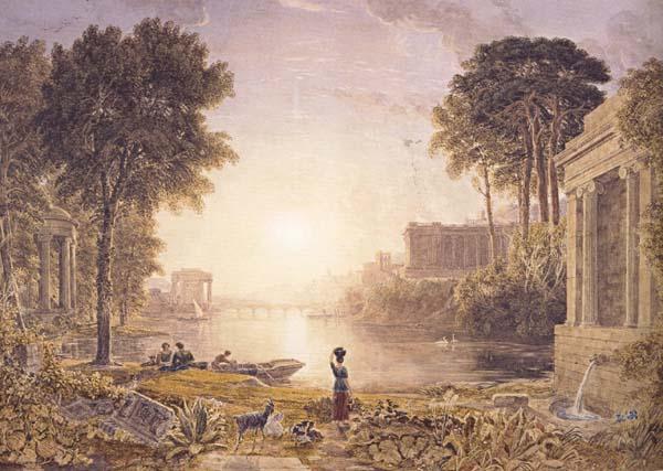 George Barret Classical Landscape Sunset (mk47) oil painting picture